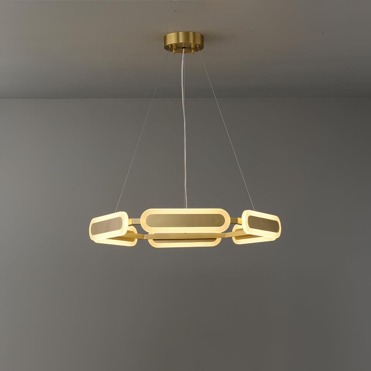 Din Chandelier Geometric Brass Ring