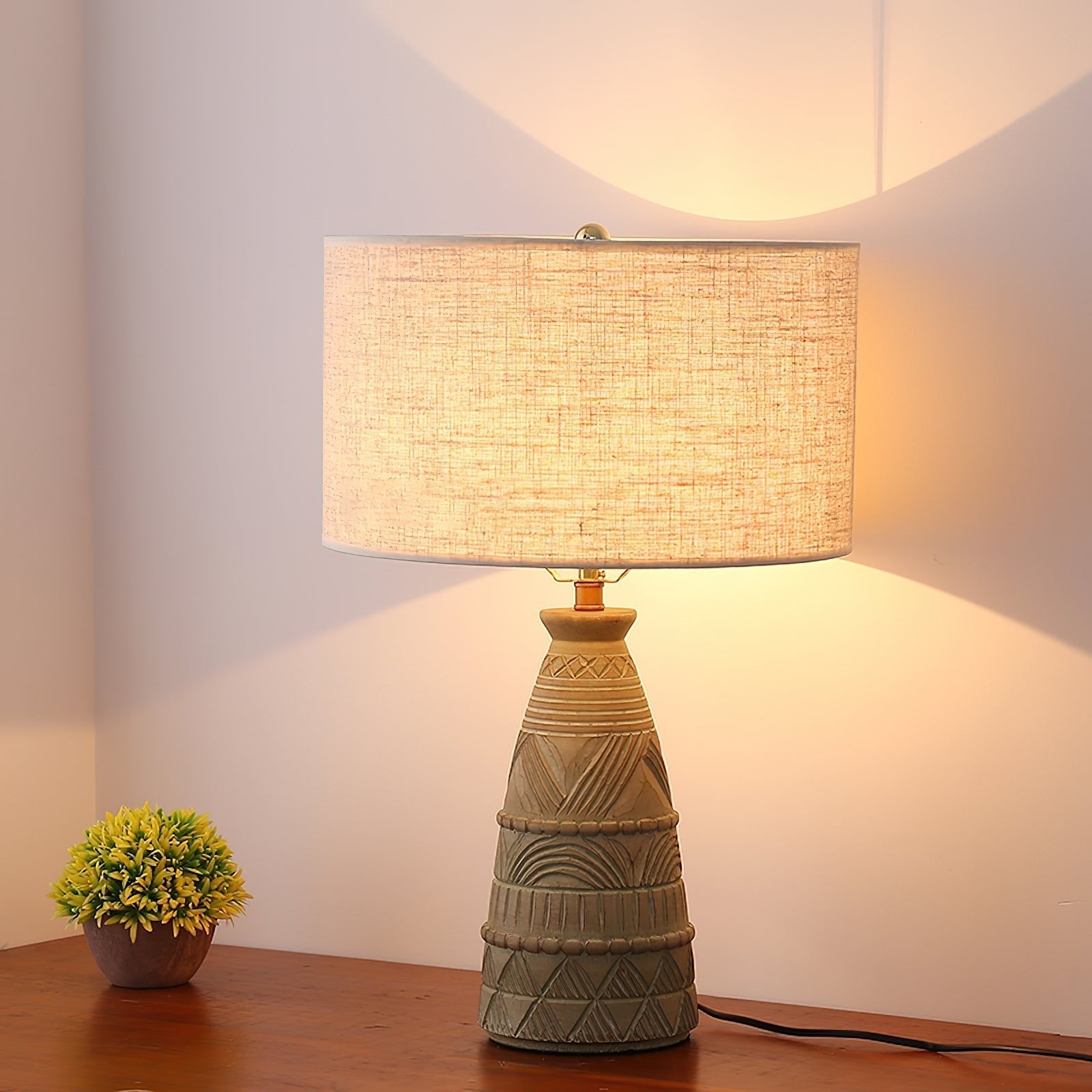 Zyra Rustic Wood Table Lamp