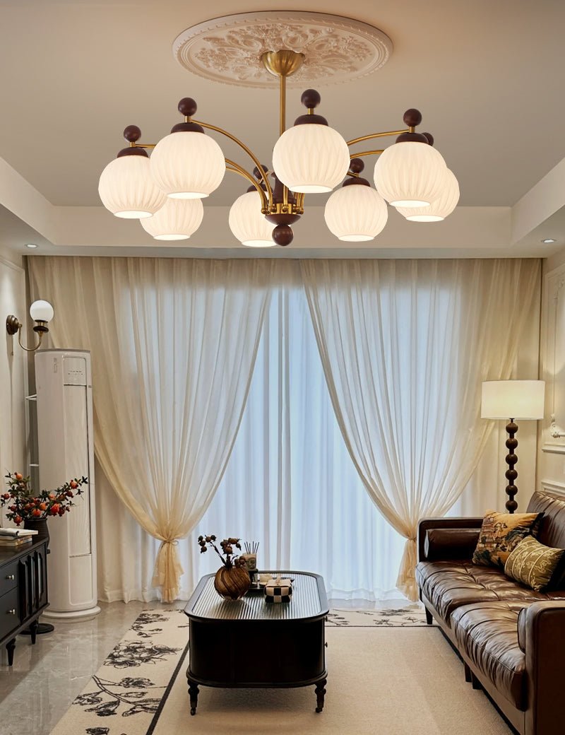 Vedoror Traditional Classic Orb Wood Glass Chandelier