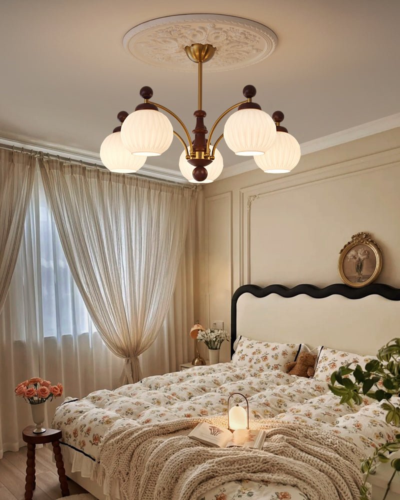Vedoror Traditional Classic Orb Wood Glass Chandelier