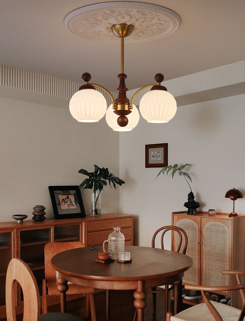 Vedoror Traditional Classic Orb Wood Glass Chandelier
