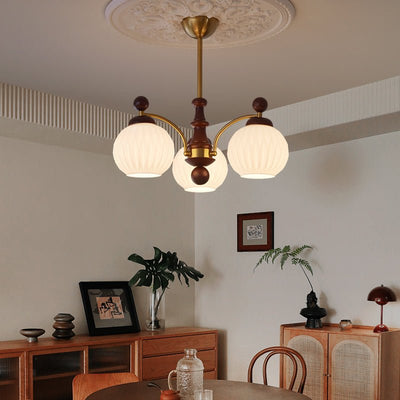 Vedoror Traditional Classic Orb Wood Glass Chandelier