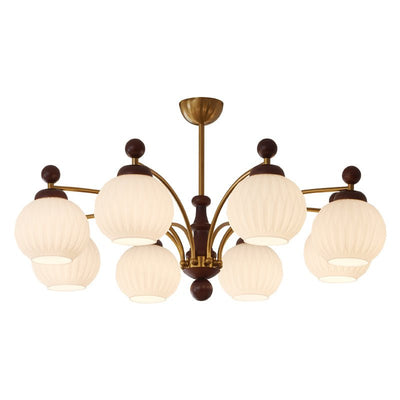 Vedoror Traditional Classic Orb Wood Glass Chandelier