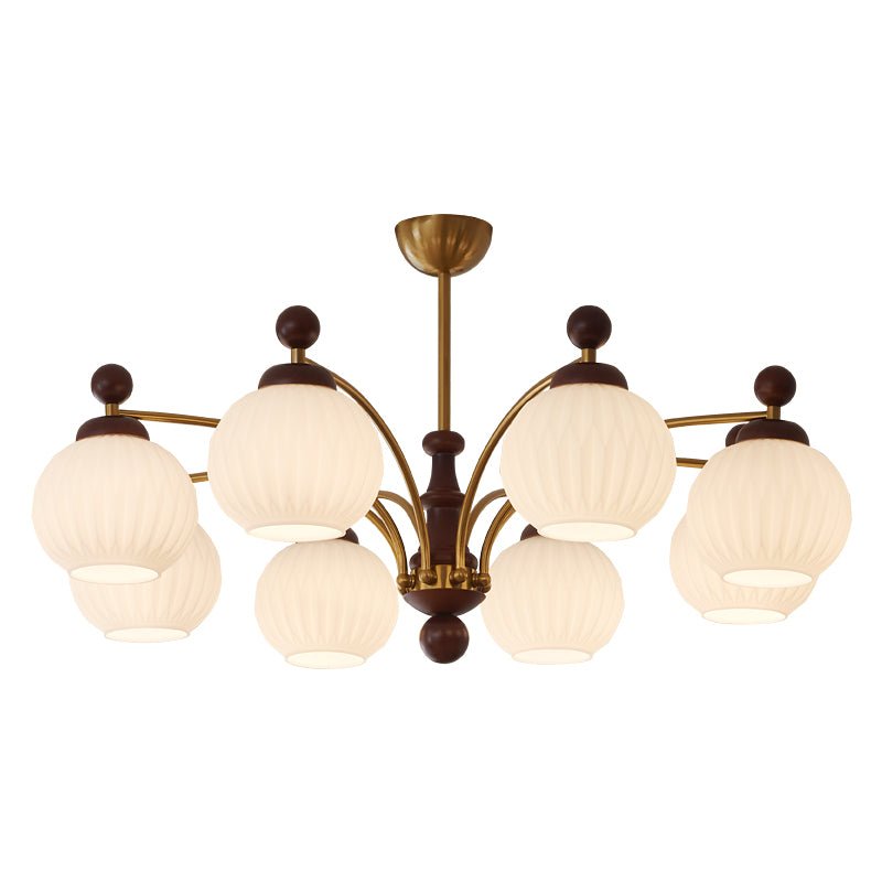 Vedoror Traditional Classic Orb Wood Glass Chandelier