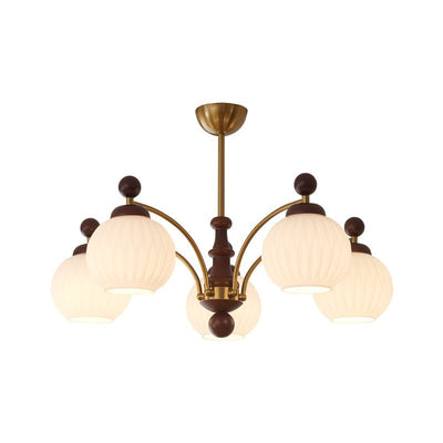 Vedoror Traditional Classic Orb Wood Glass Chandelier