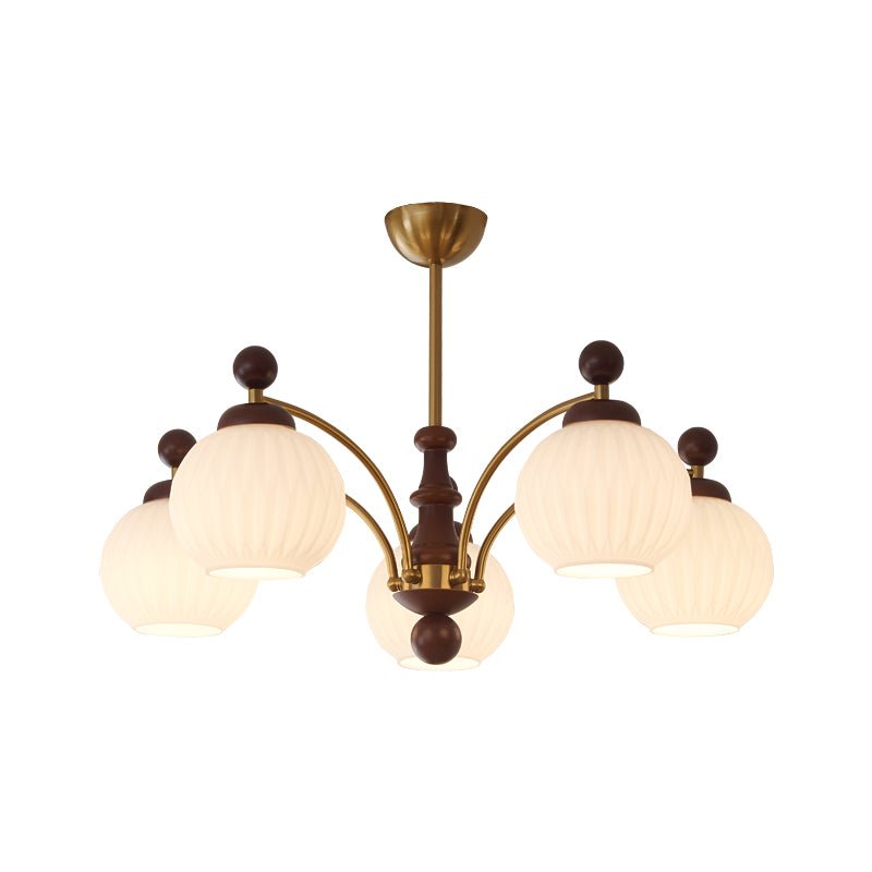 Vedoror Traditional Classic Orb Wood Glass Chandelier