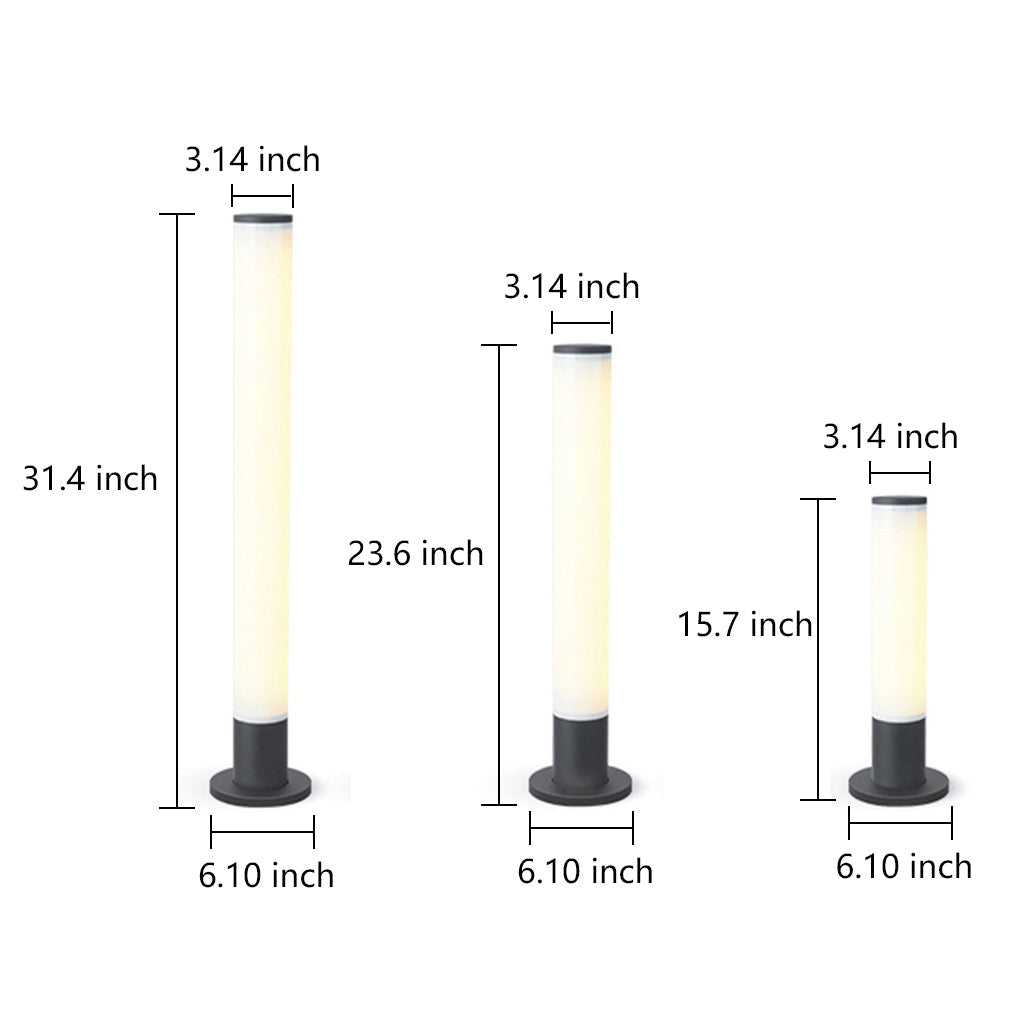 Joclyn Slender Cylindrical Aluminum Outdoor Pathway Bollard Light