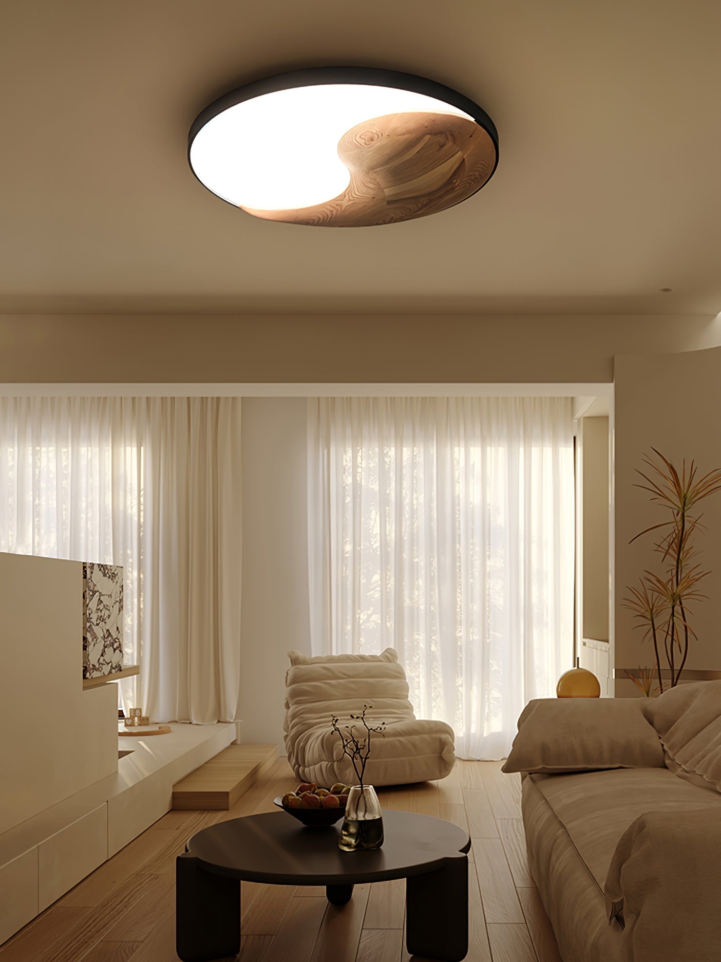Ivelor Modern Minimalist Balance Wood Ceiling Light
