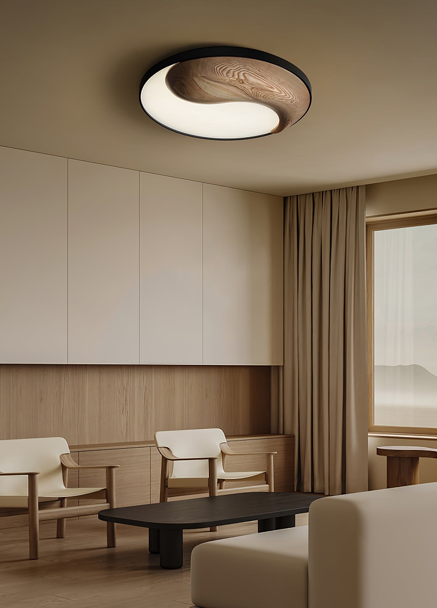 Ivelor Modern Minimalist Balance Wood Ceiling Light
