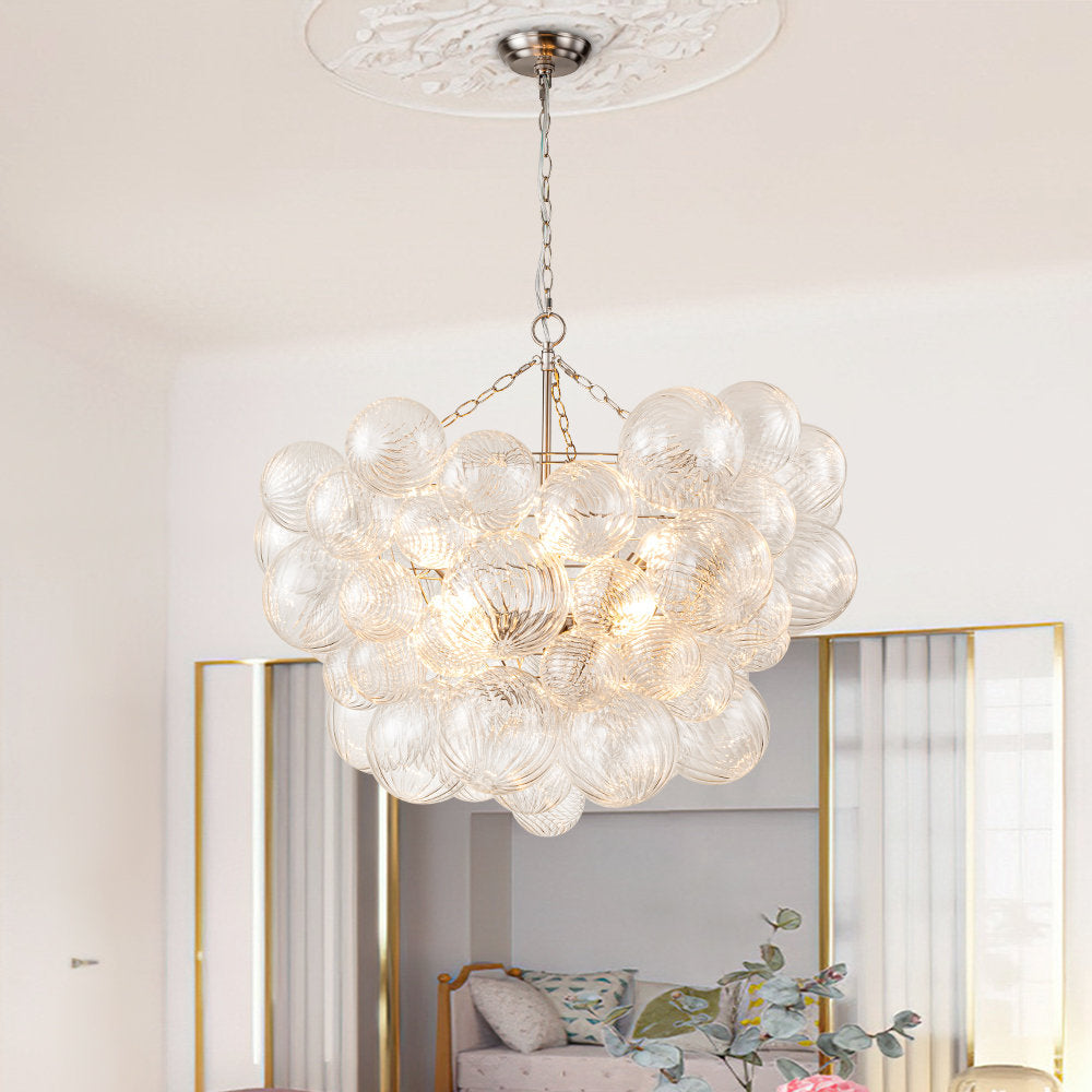 Talia Chandelier Glass Sphere Cascade - Neutral Decor