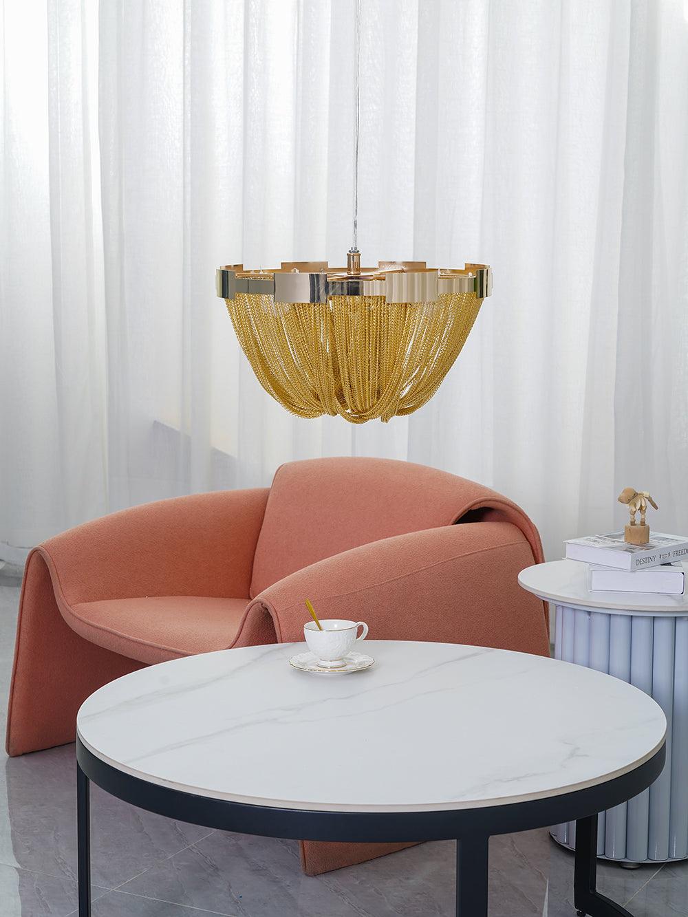 Talj Ceiling Light Tassel Aluminum Chain Nickel Frame