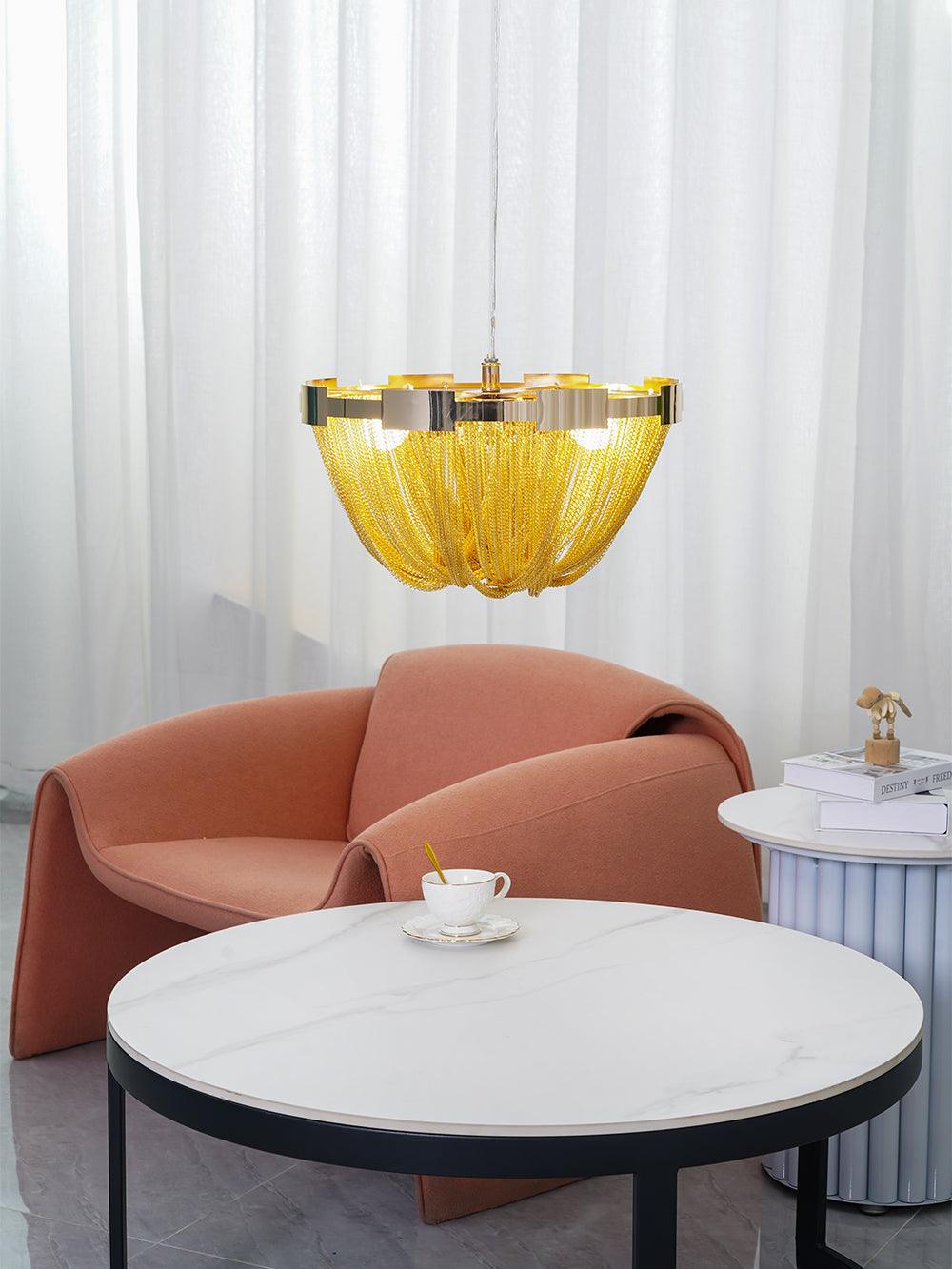 Talj Ceiling Light Tassel Aluminum Chain Nickel Frame