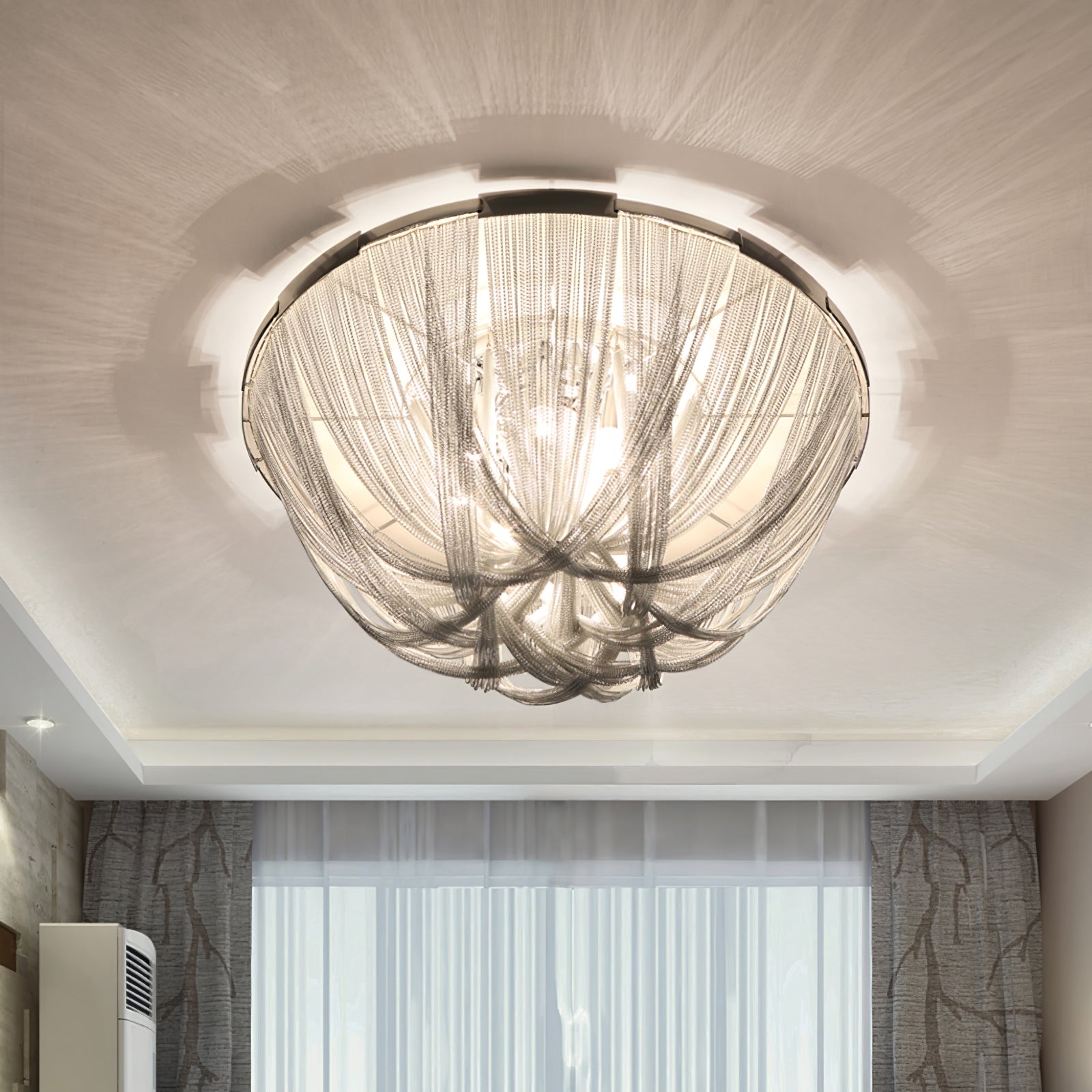 Talj Ceiling Light Tassel Aluminum Chain Nickel Frame