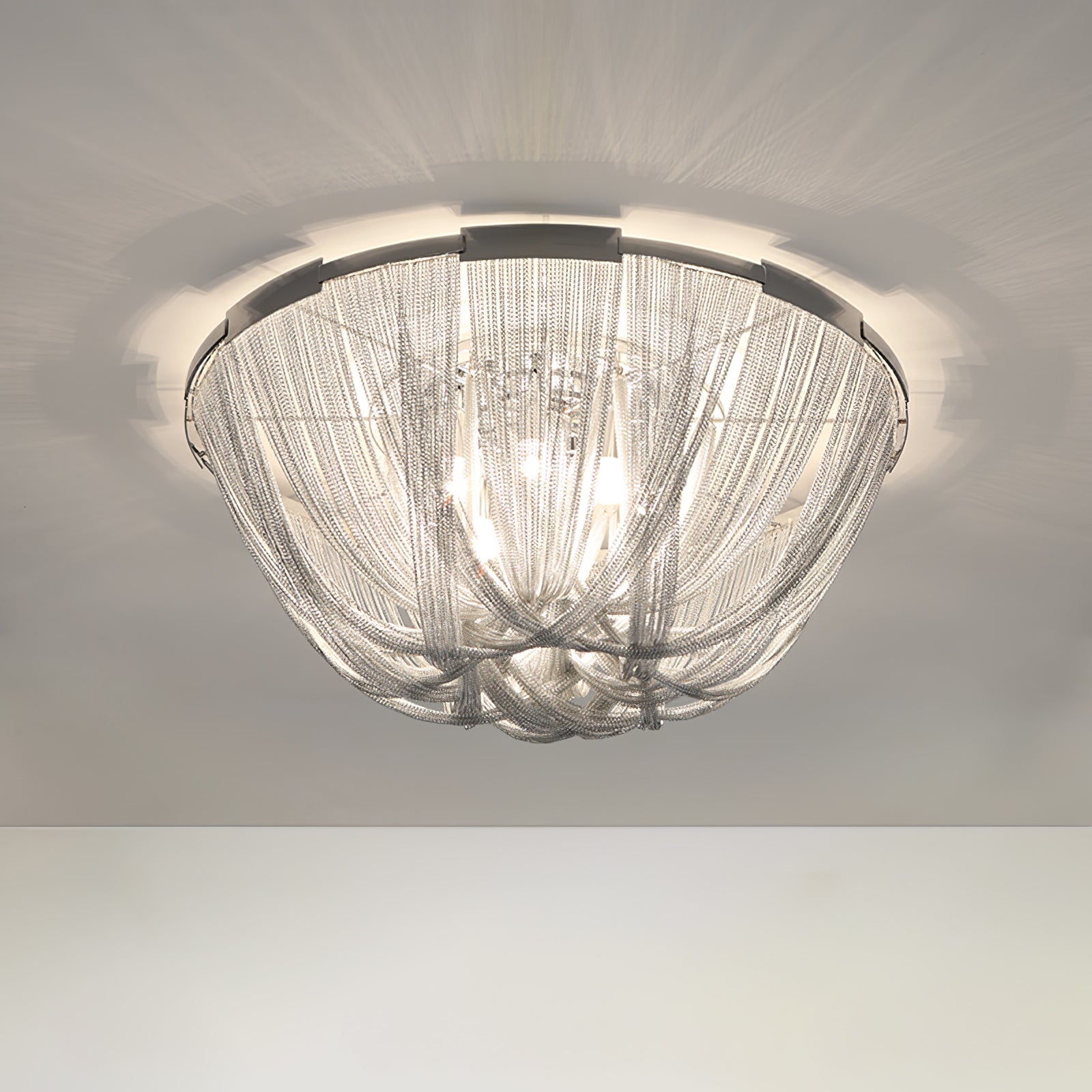 Talj Ceiling Light Tassel Aluminum Chain Nickel Frame