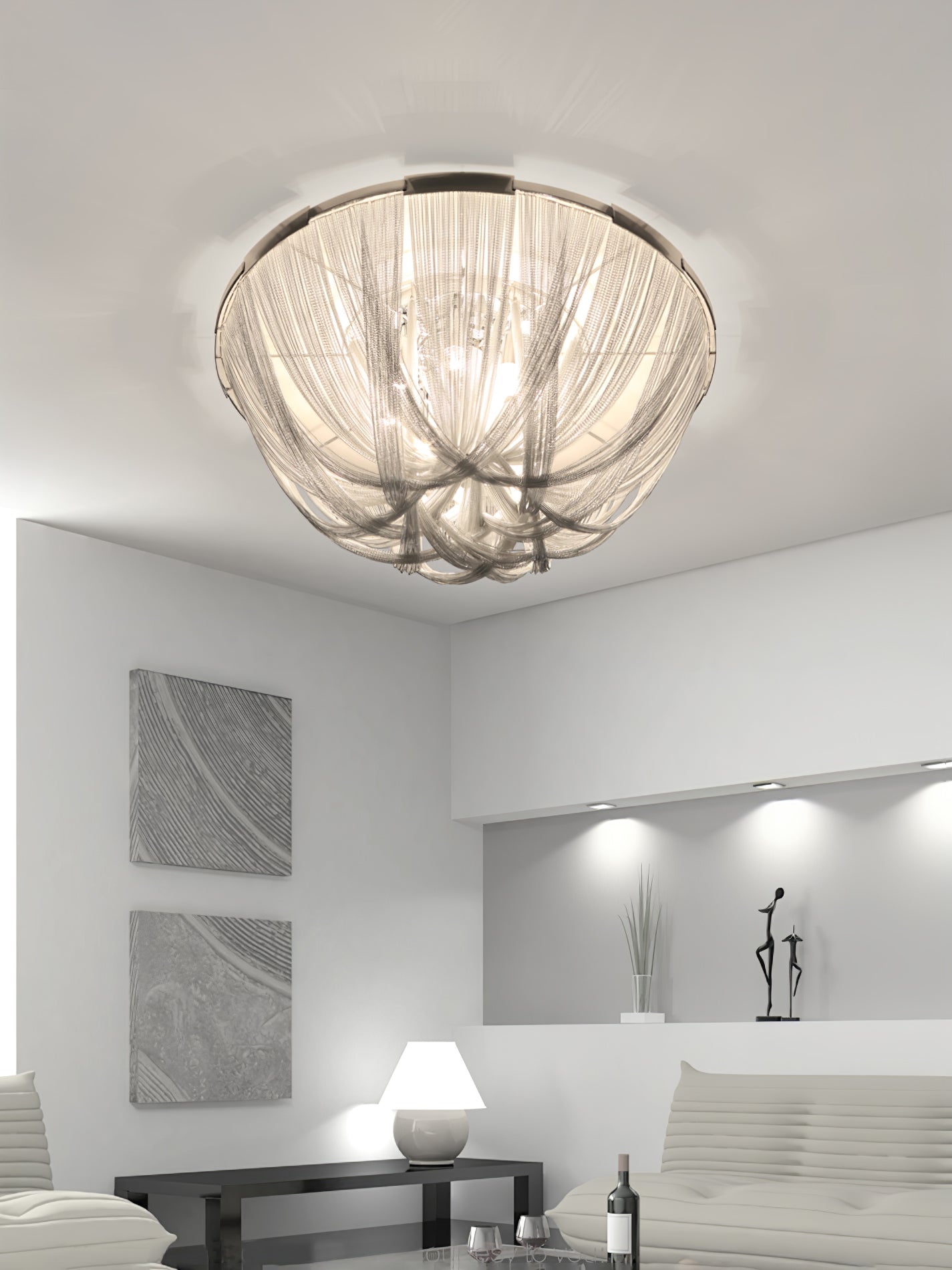 Talj Ceiling Light Tassel Aluminum Chain Nickel Frame