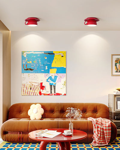 Teacup Ceiling Lamp Red Ceramics - Neutral Decor