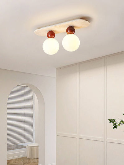 Vera Spherical Yellow Travertine Ceiling Lamp