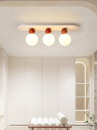 Vera Spherical Yellow Travertine Ceiling Lamp