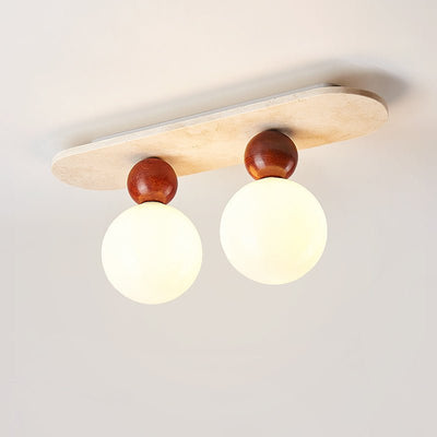 Vera Spherical Yellow Travertine Ceiling Lamp