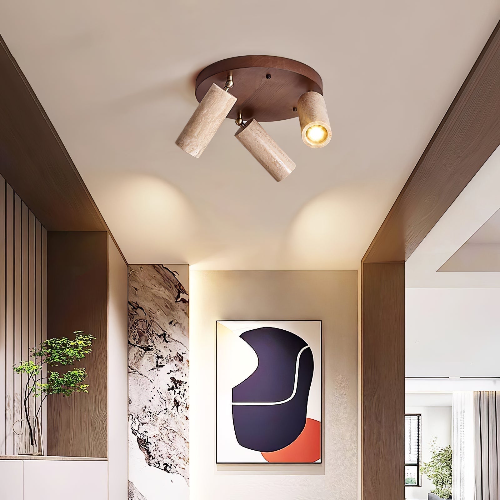 Zevenion Multi-Arm Travertine Ceiling Light