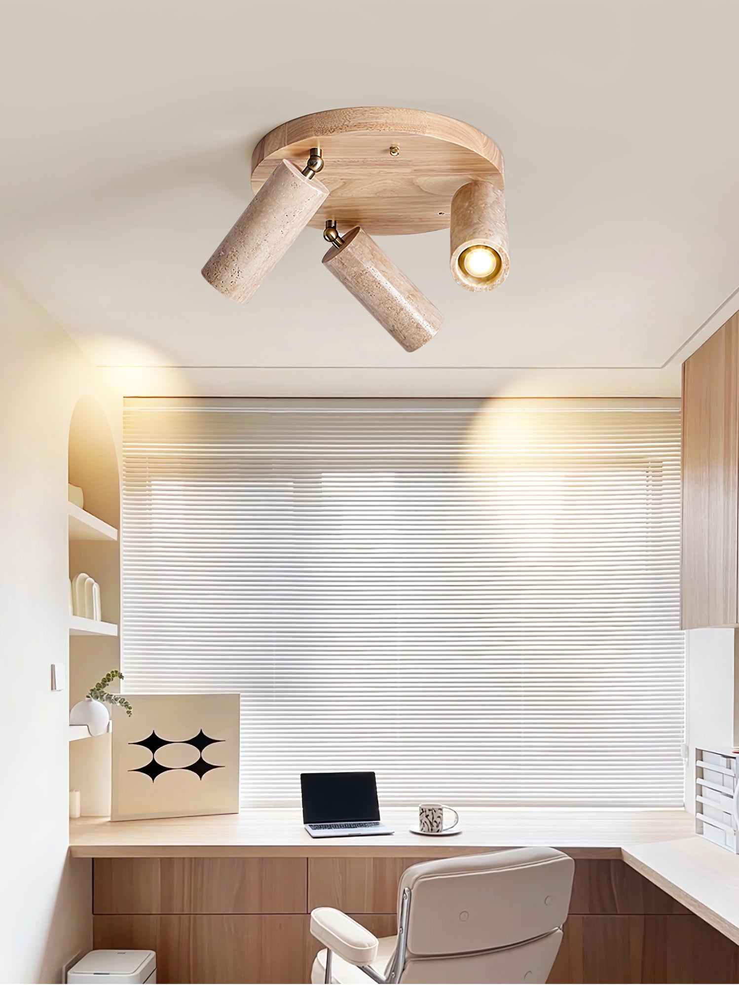 Zevenion Multi-Arm Travertine Ceiling Light