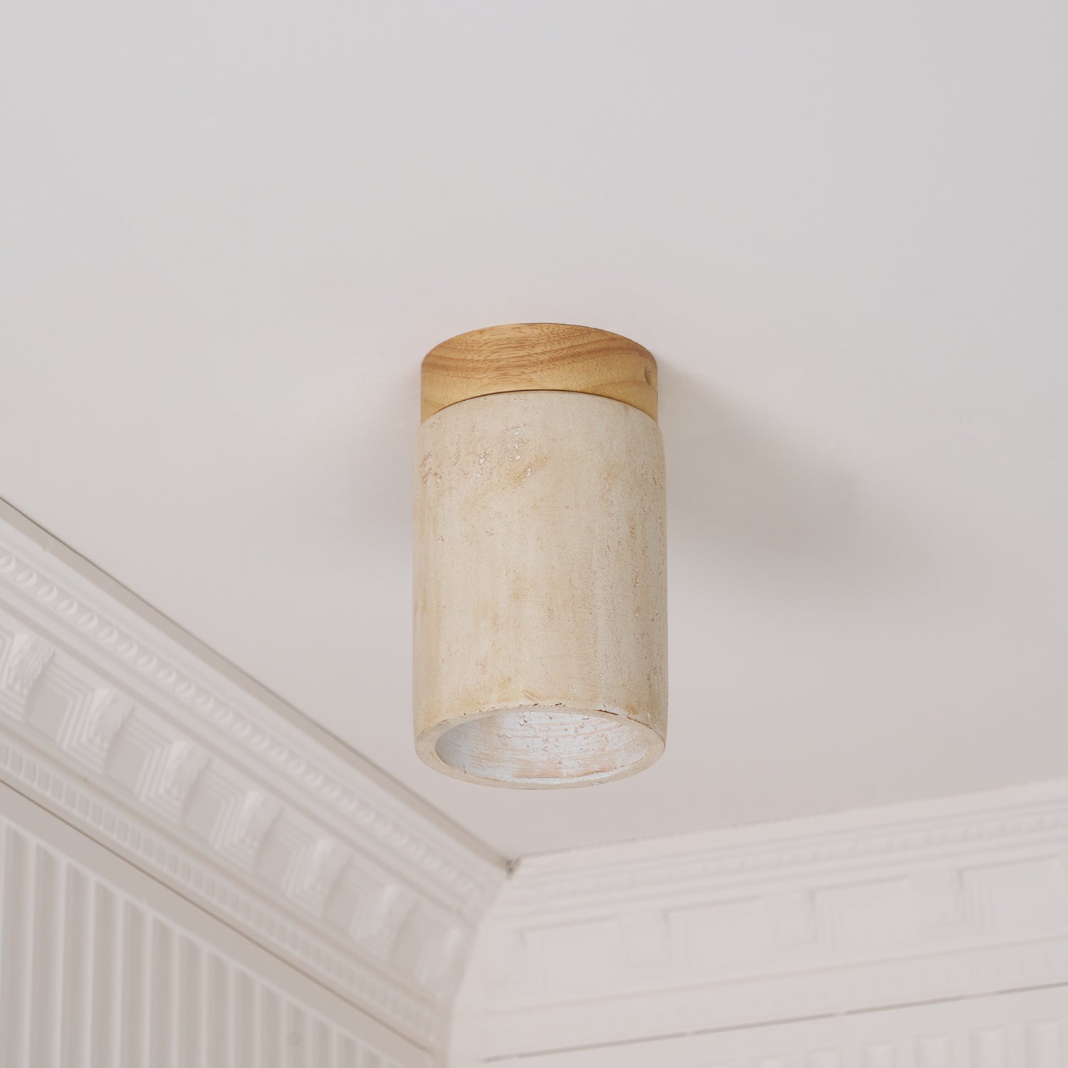 Valelelle Cylinder Cap Travertine Ceiling Light