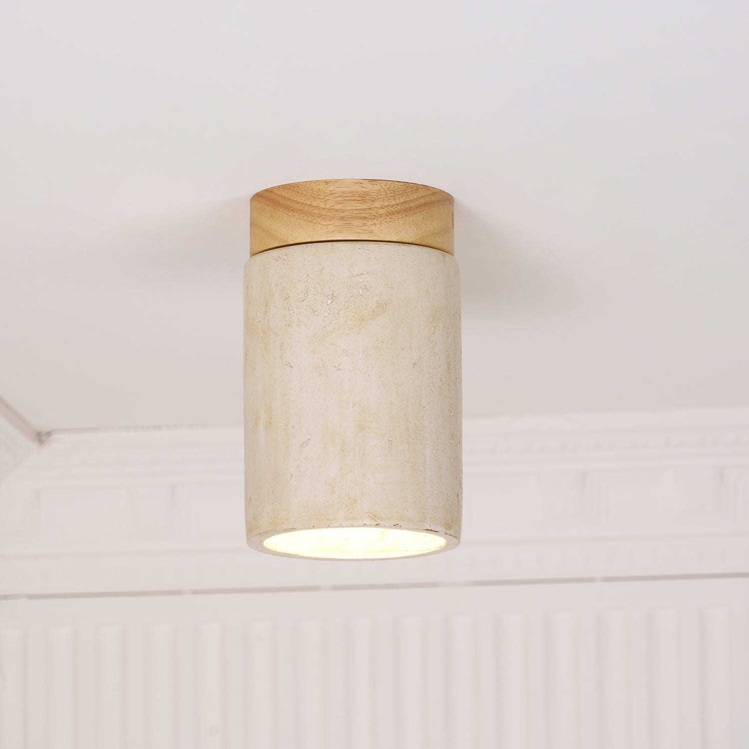 Valelelle Cylinder Cap Travertine Ceiling Light