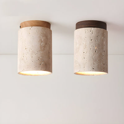 Valelelle Cylinder Cap Travertine Ceiling Light