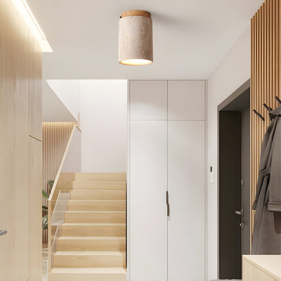 Valelelle Cylinder Cap Travertine Ceiling Light