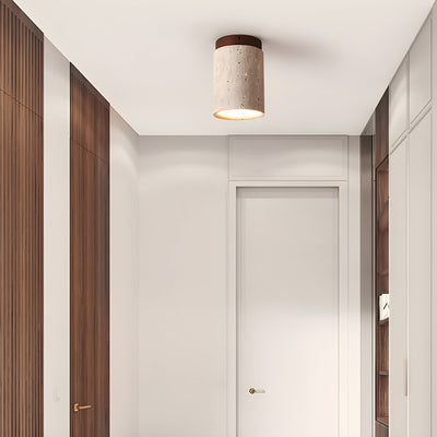 Valelelle Cylinder Cap Travertine Ceiling Light
