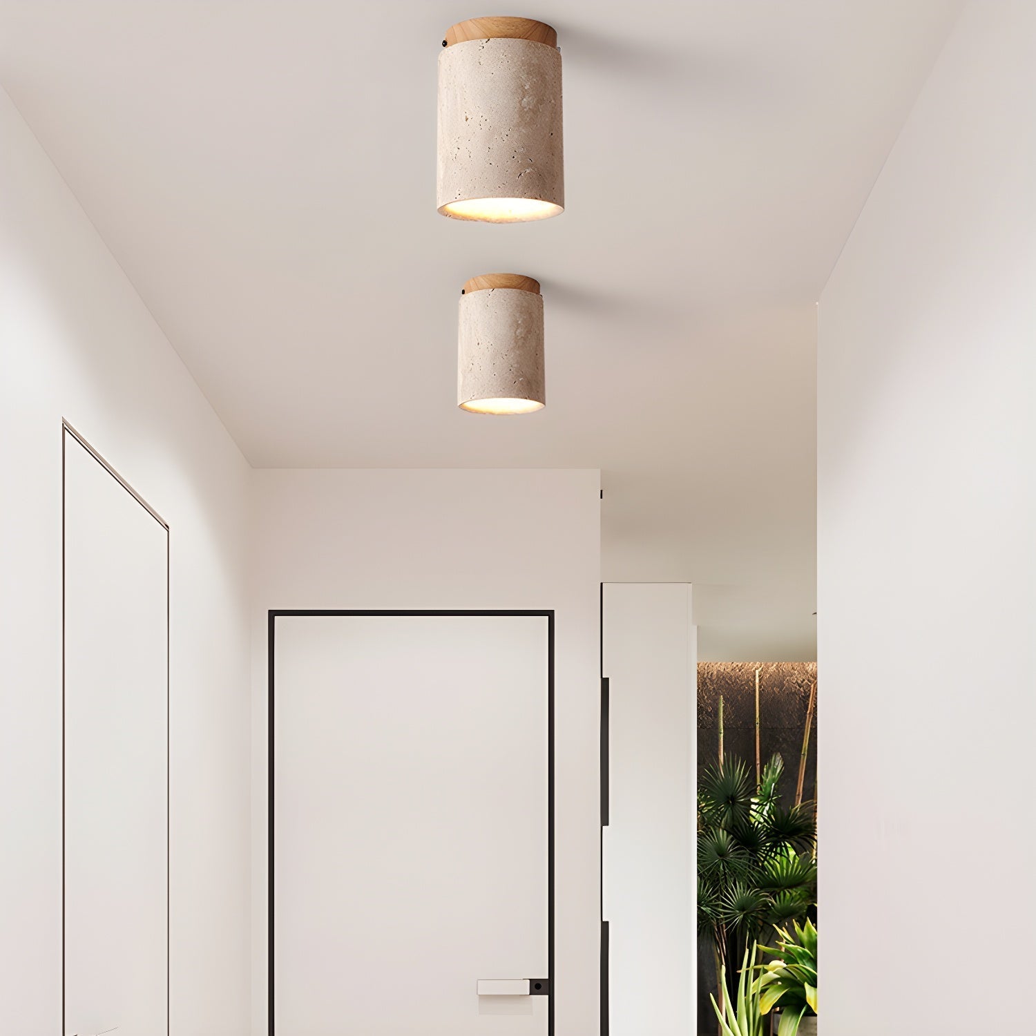 Valelelle Cylinder Cap Travertine Ceiling Light