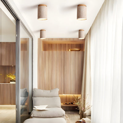 Valelelle Cylinder Cap Travertine Ceiling Light