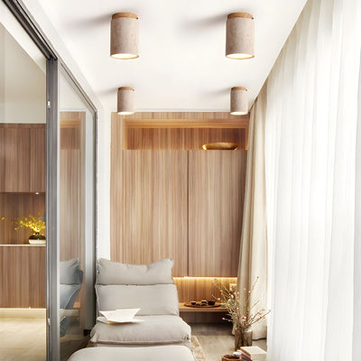 Valelelle Cylinder Cap Travertine Ceiling Light