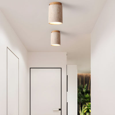 Valelelle Cylinder Cap Travertine Ceiling Light