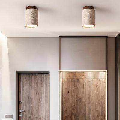 Valelelle Cylinder Cap Travertine Ceiling Light