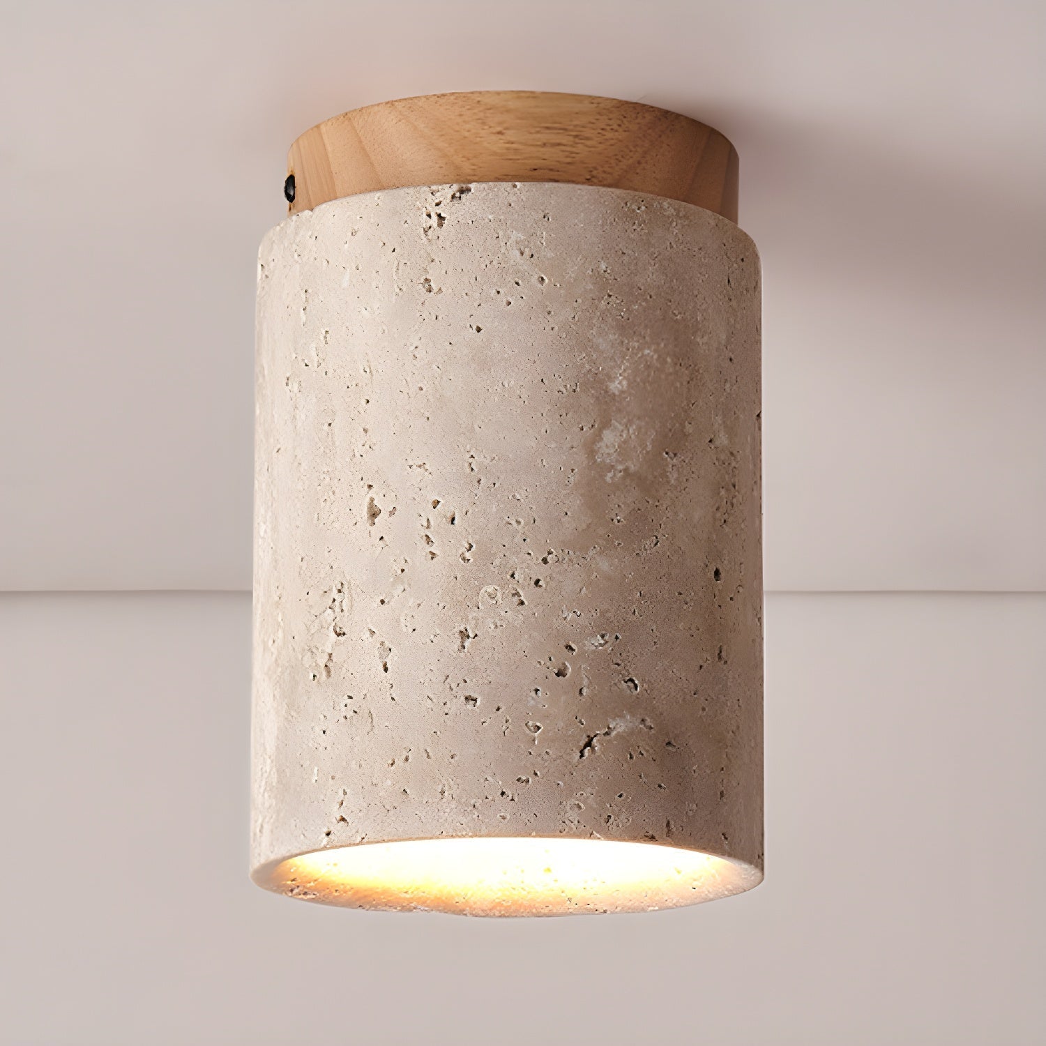 Valelelle Cylinder Cap Travertine Ceiling Light