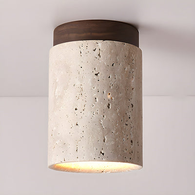 Valelelle Cylinder Cap Travertine Ceiling Light
