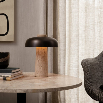 Tavivira Mushroom Form Travertine Table Lamp