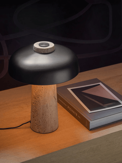 Tavivira Mushroom Form Travertine Table Lamp
