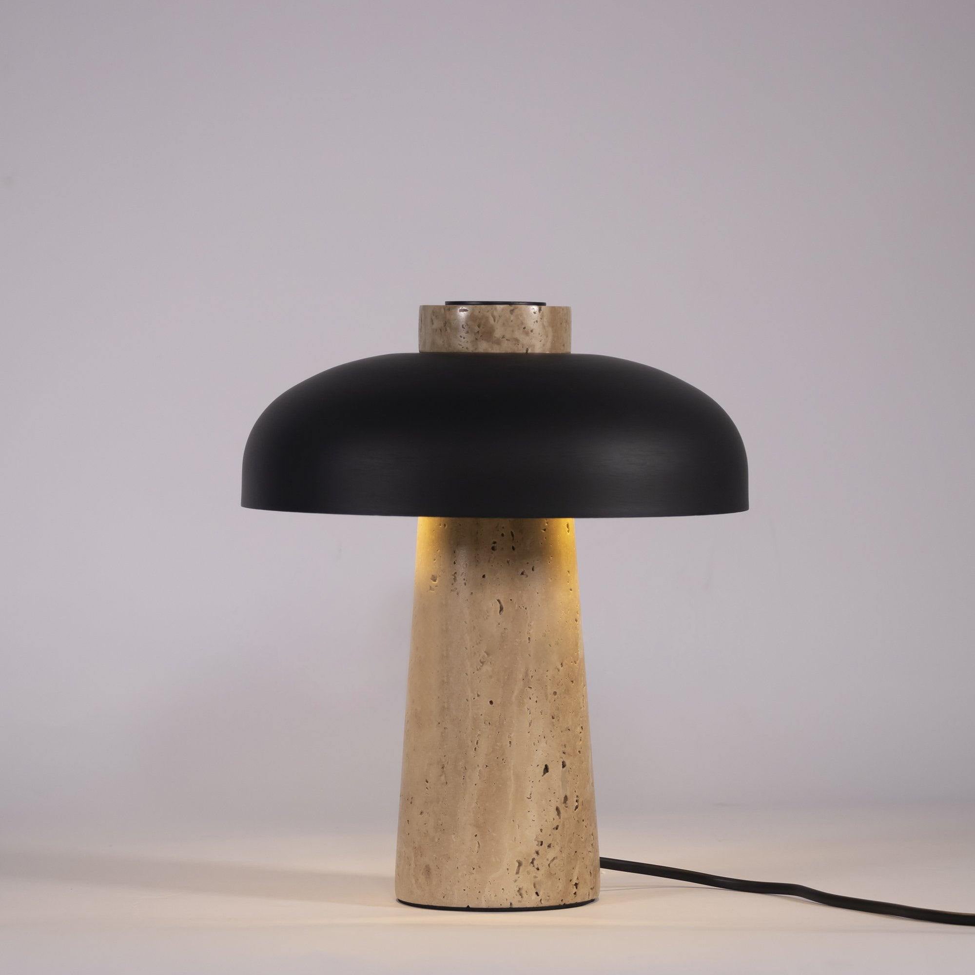 Tavivira Mushroom Form Travertine Table Lamp