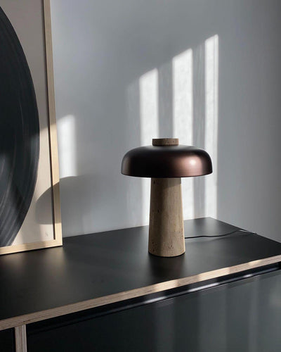 Tavivira Mushroom Form Travertine Table Lamp