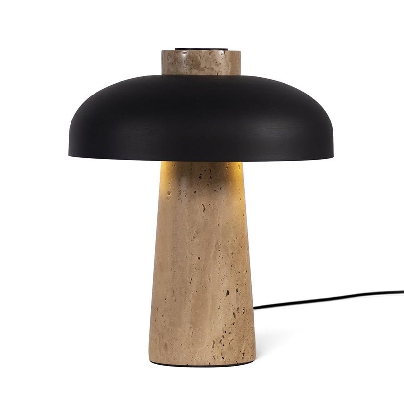 Tavivira Mushroom Form Travertine Table Lamp