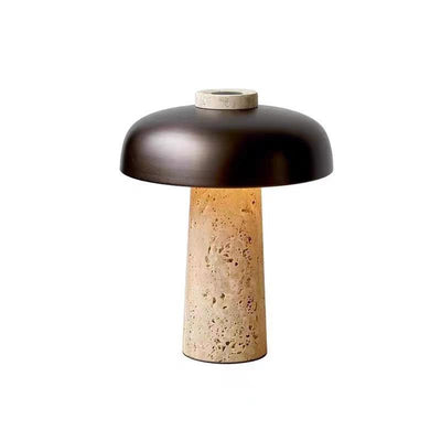 Tavivira Mushroom Form Travertine Table Lamp