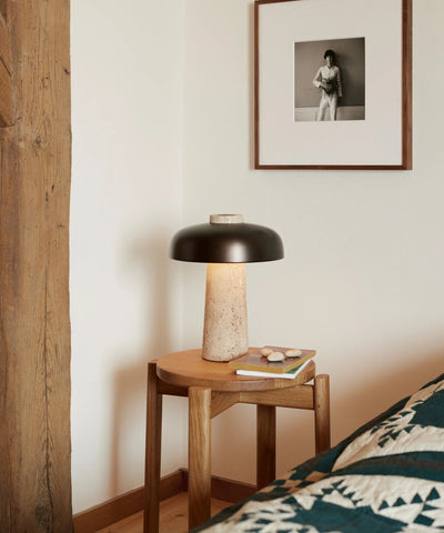 Tavivira Mushroom Form Travertine Table Lamp