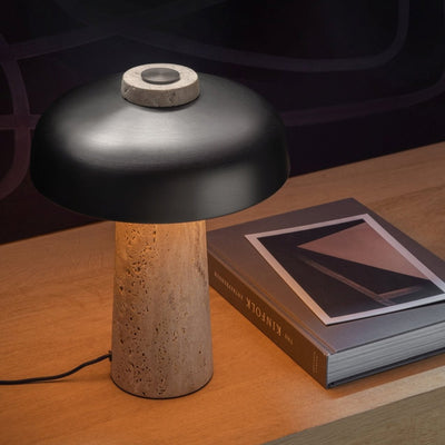 Tavivira Mushroom Form Travertine Table Lamp