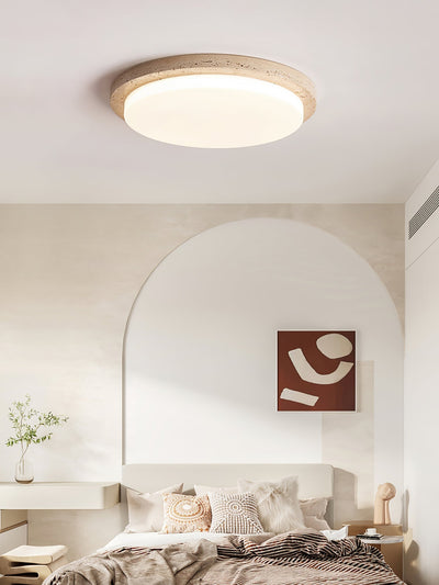 Tavisella Smooth-Rim Travertine Ceiling Light