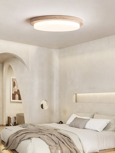 Tavisella Smooth-Rim Travertine Ceiling Light