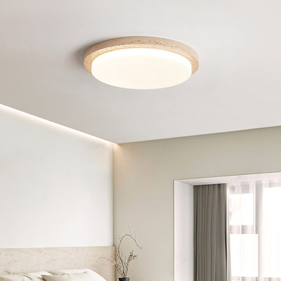 Tavisella Smooth-Rim Travertine Ceiling Light