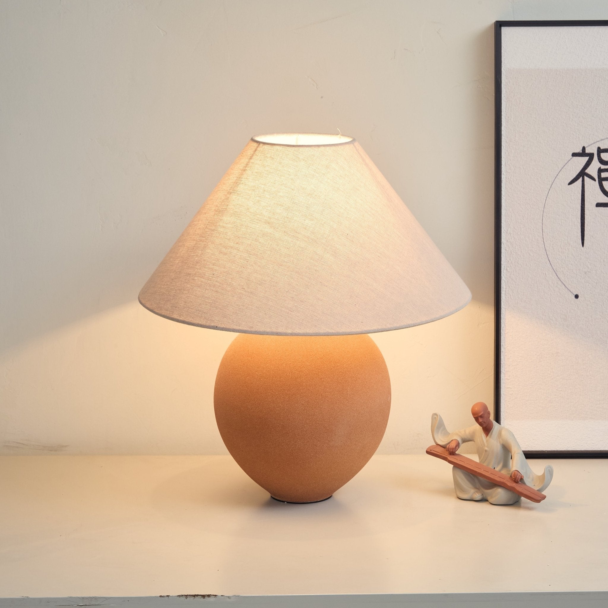 Terracotta Hued Ceramic Table Lamp