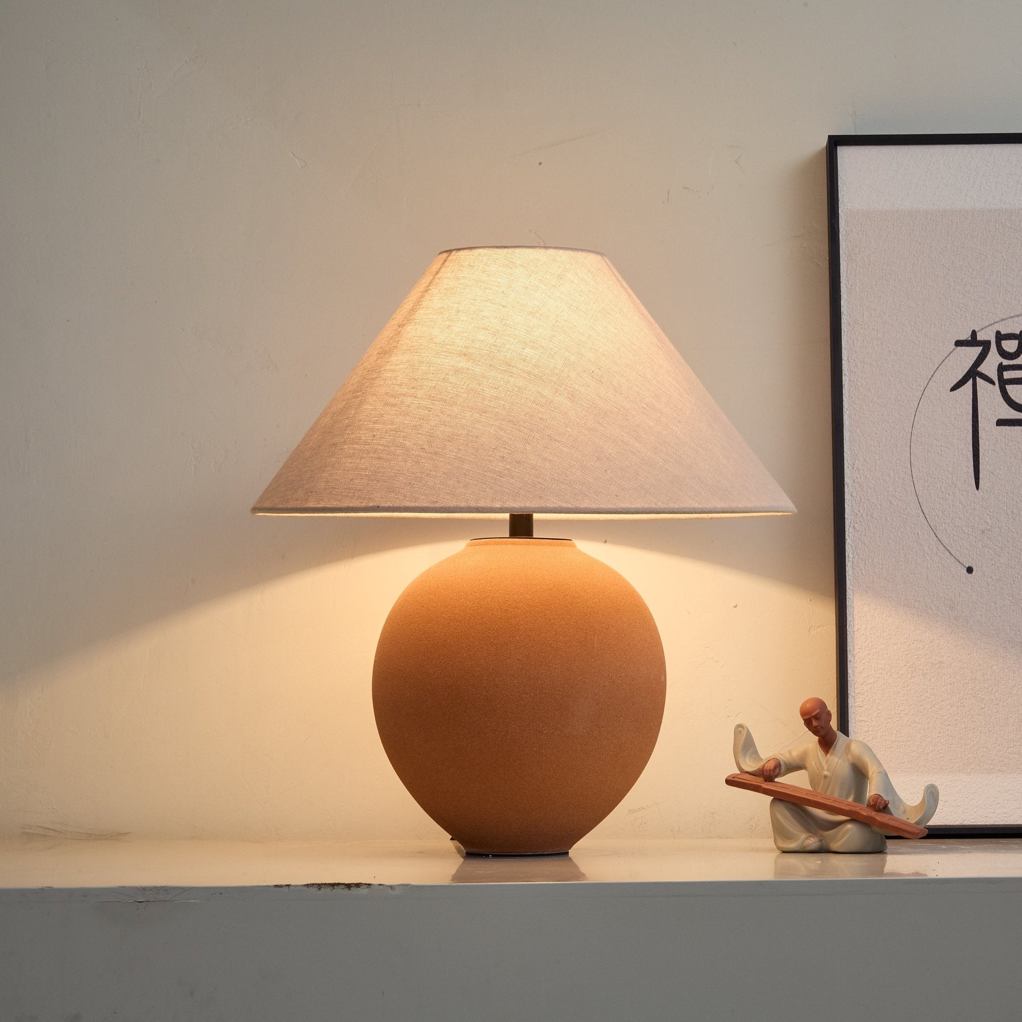 Terracotta Hued Ceramic Table Lamp